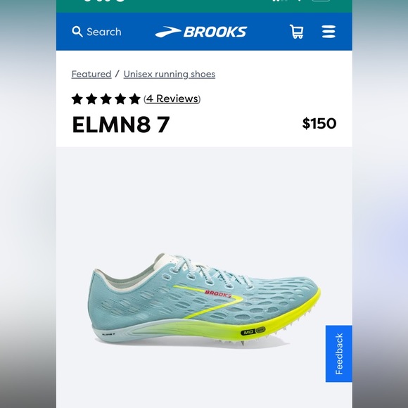 NEW Unisex Brooks ELMN8 7 Track Spikes. Size 11M/12.5W. - Picture 7 of 7